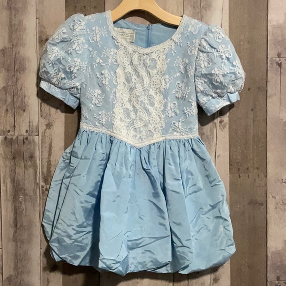 Gunne Sax Vintage Girls Blue Lace Party Dress 7 - Picture 1 of 9
